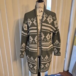 Target Green and White Cardigan Sweater